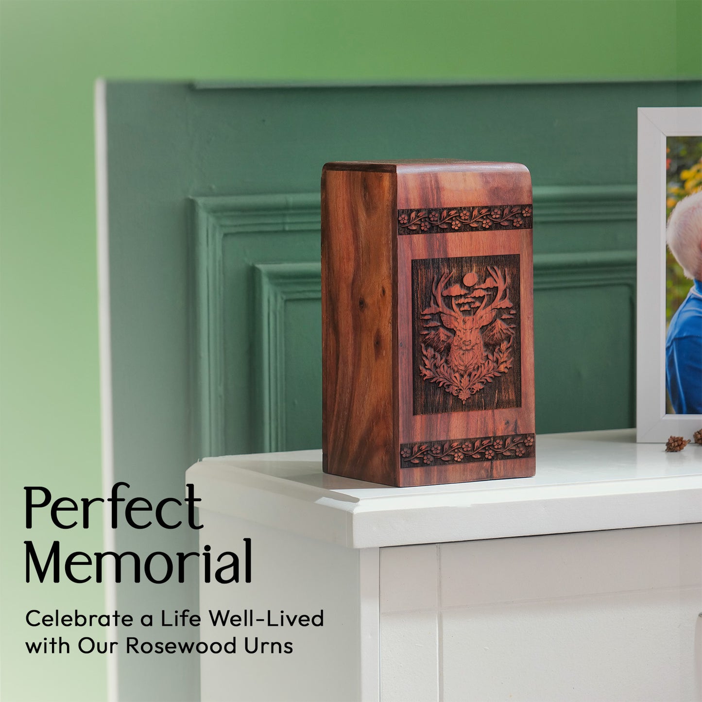 Handcrafted Deer Wooden Memorial Urn for Ashes