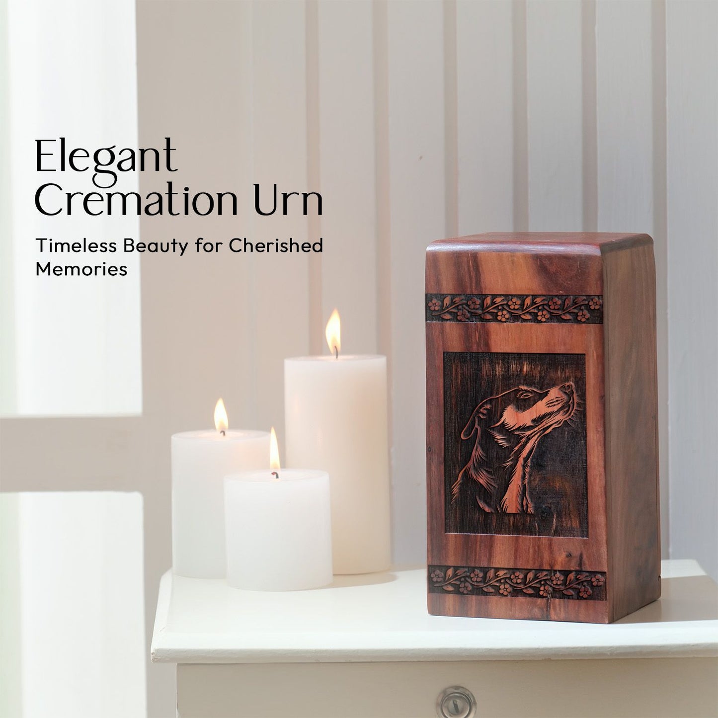 Beautiful Dog Memorial Urn Box Handcrafted Pet Tribute