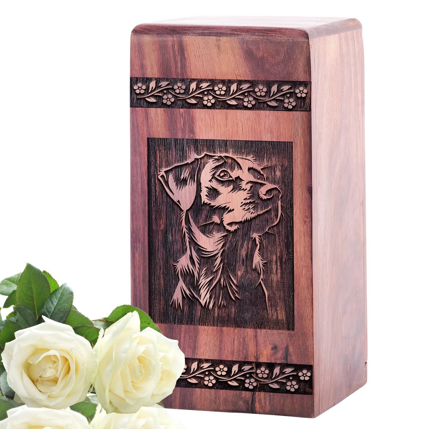 Handcrafted Wooden Dog Memorial Urn for Ashes