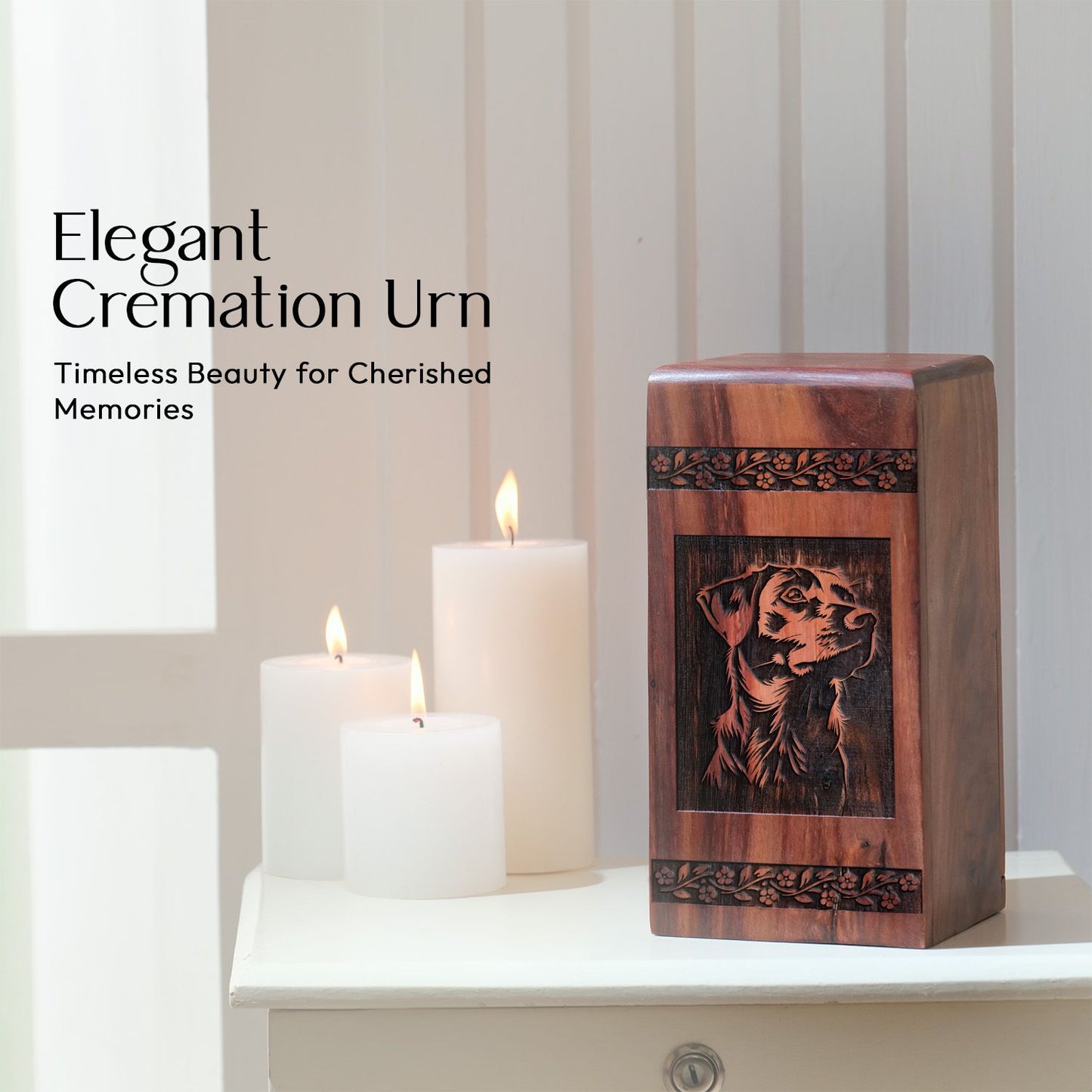 Handcrafted Wooden Dog Memorial Urn for Ashes