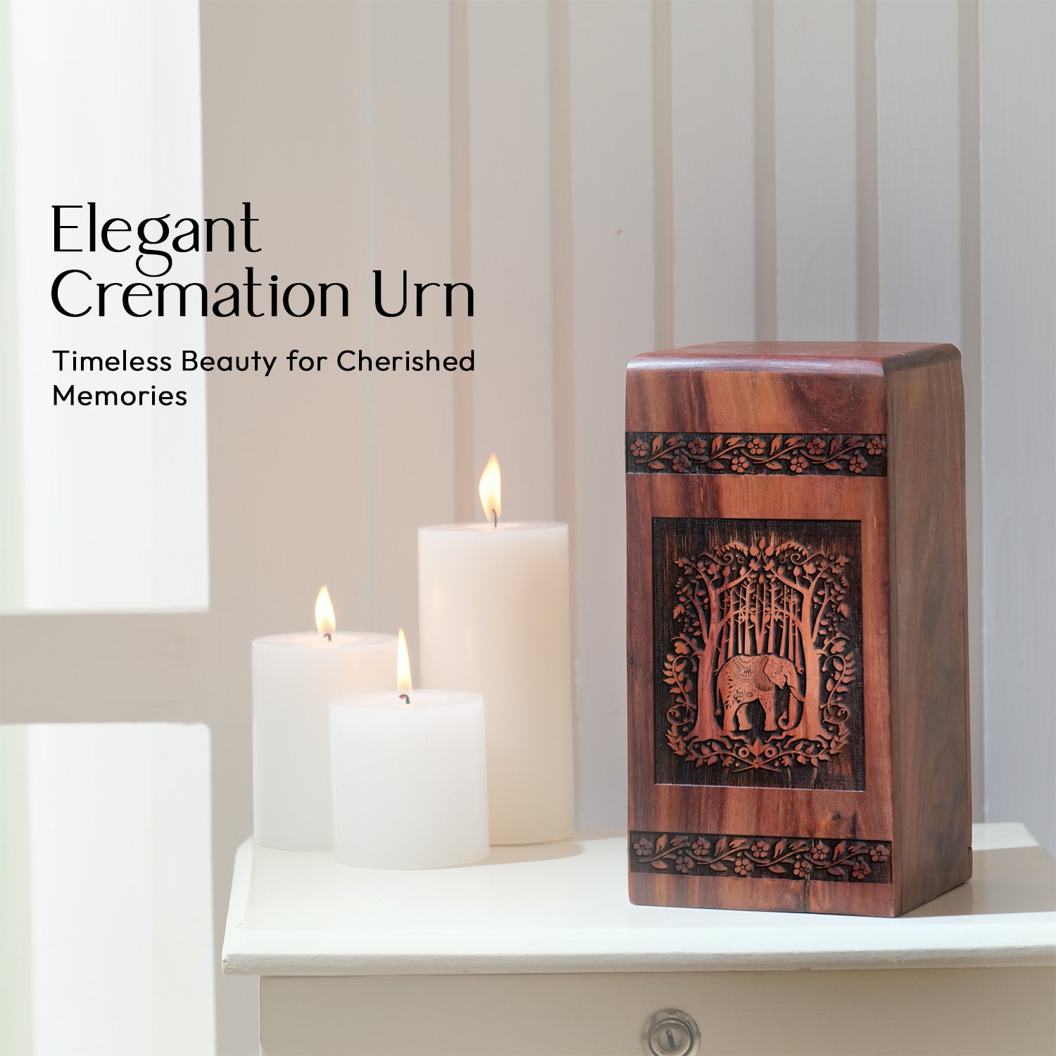 Elephant Urn Size 10 Inch 10”(H) x 5.5”(W) x 5.5”(L)