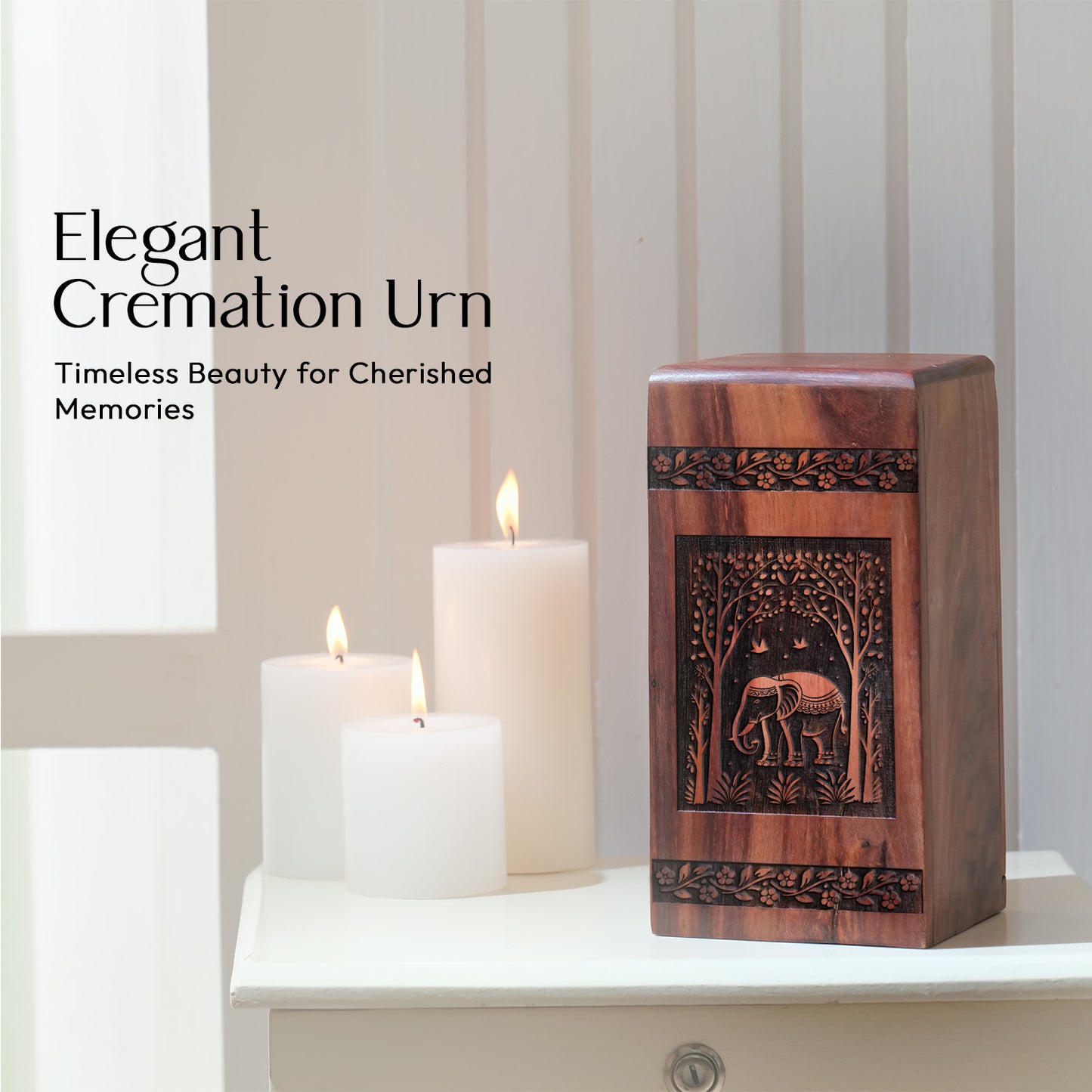 Elephant Urn Size 10 Inch 10”(H) x 5.5”(W) x 5.5”(L)