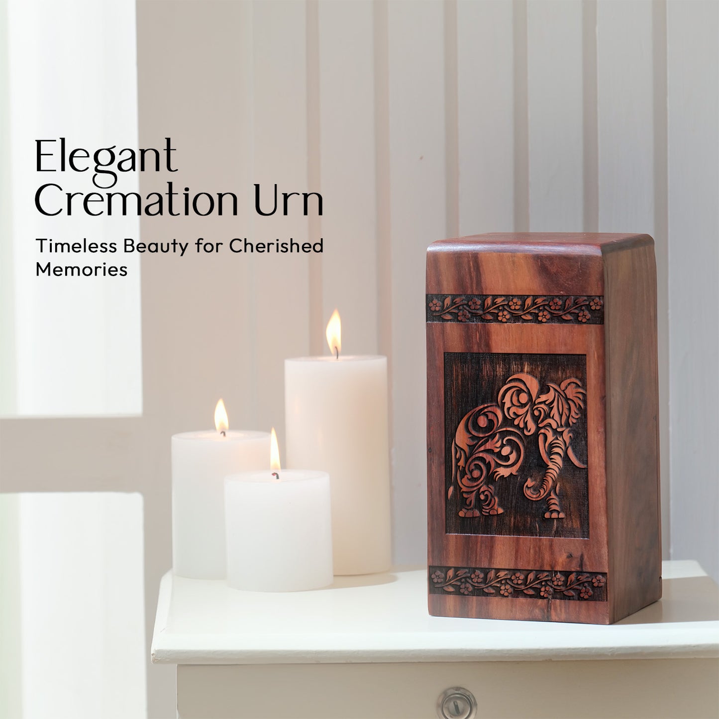 Elephant Urn Size 10 Inch 10”(H) x 5.5”(W) x 5.5”(L)