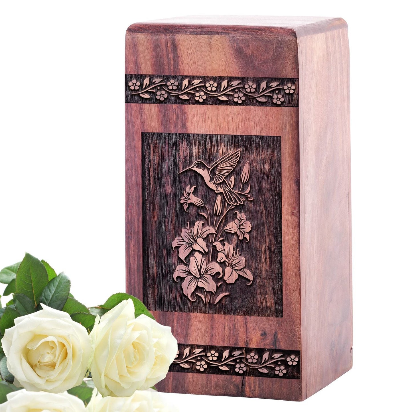 Hummingbird Wooden Urn for Ashes Memorial large Urn