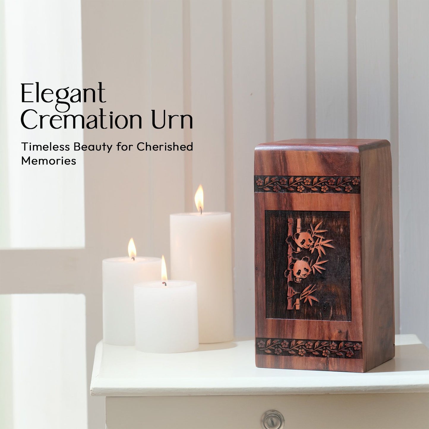 Panda Wooden Cremation Urn for Ashes – Memorial Box