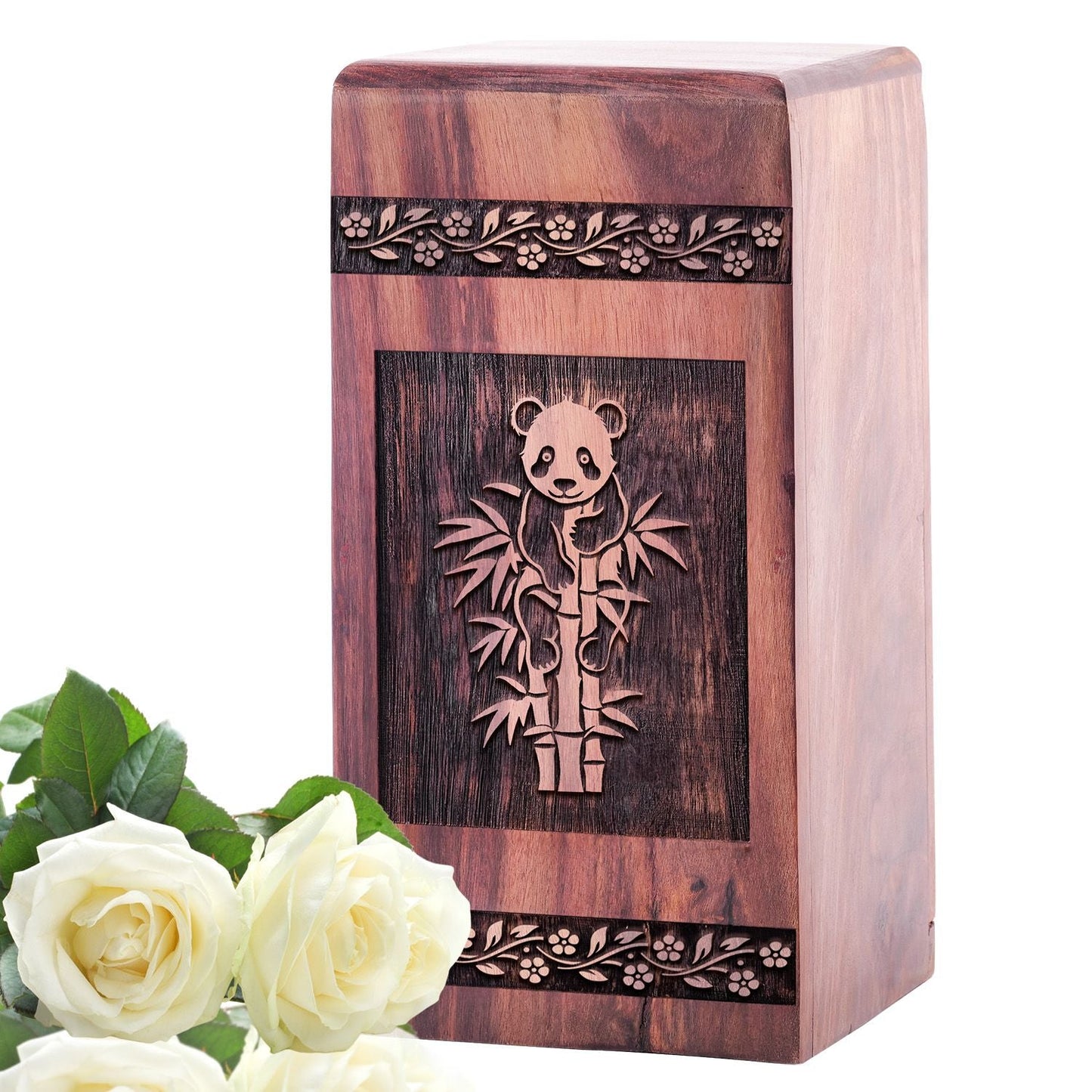 Handmade Panda Memorial Wooden Urn for Ashes Keepsake