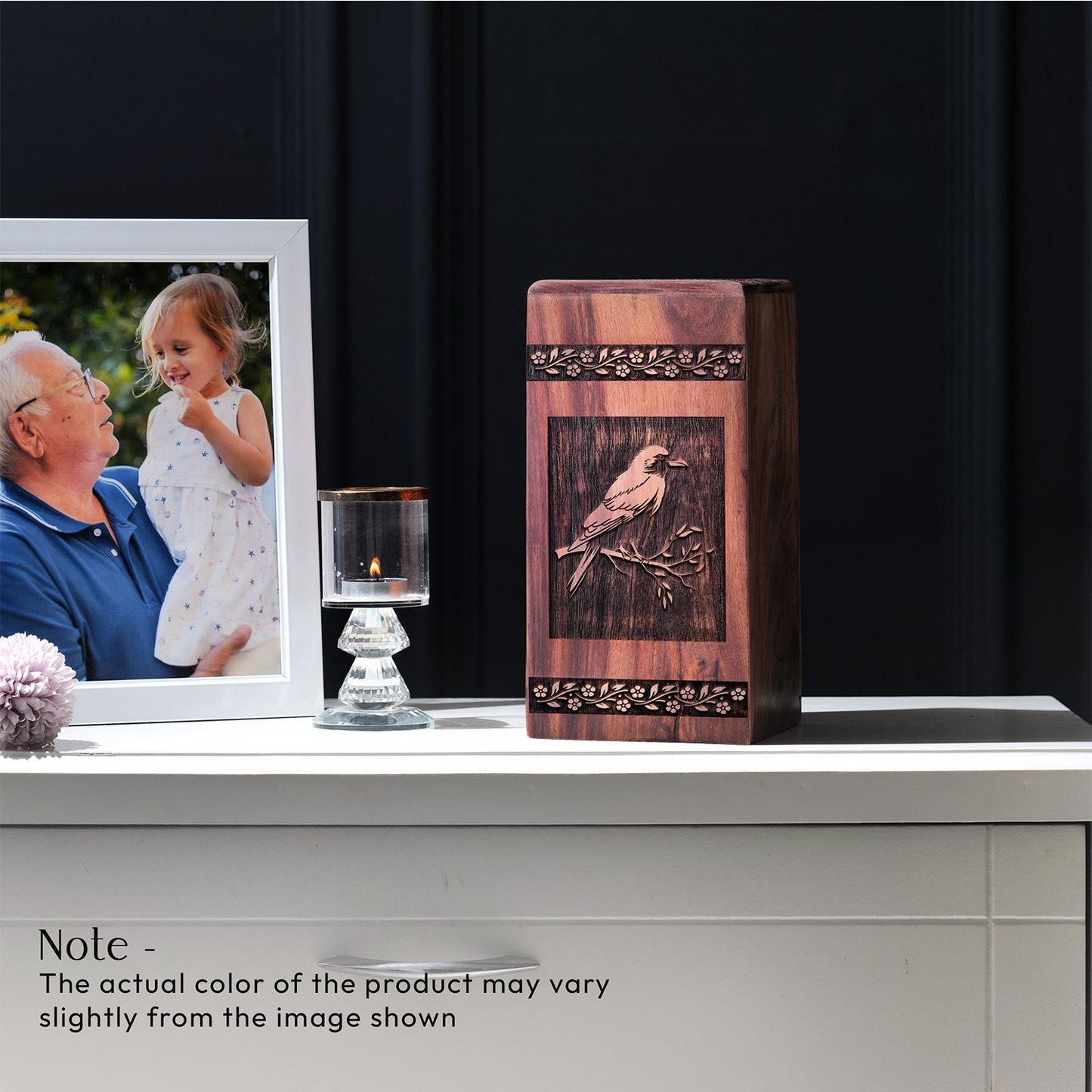 Beautiful Wooden Crow Memorial Urn forAdult Ashes