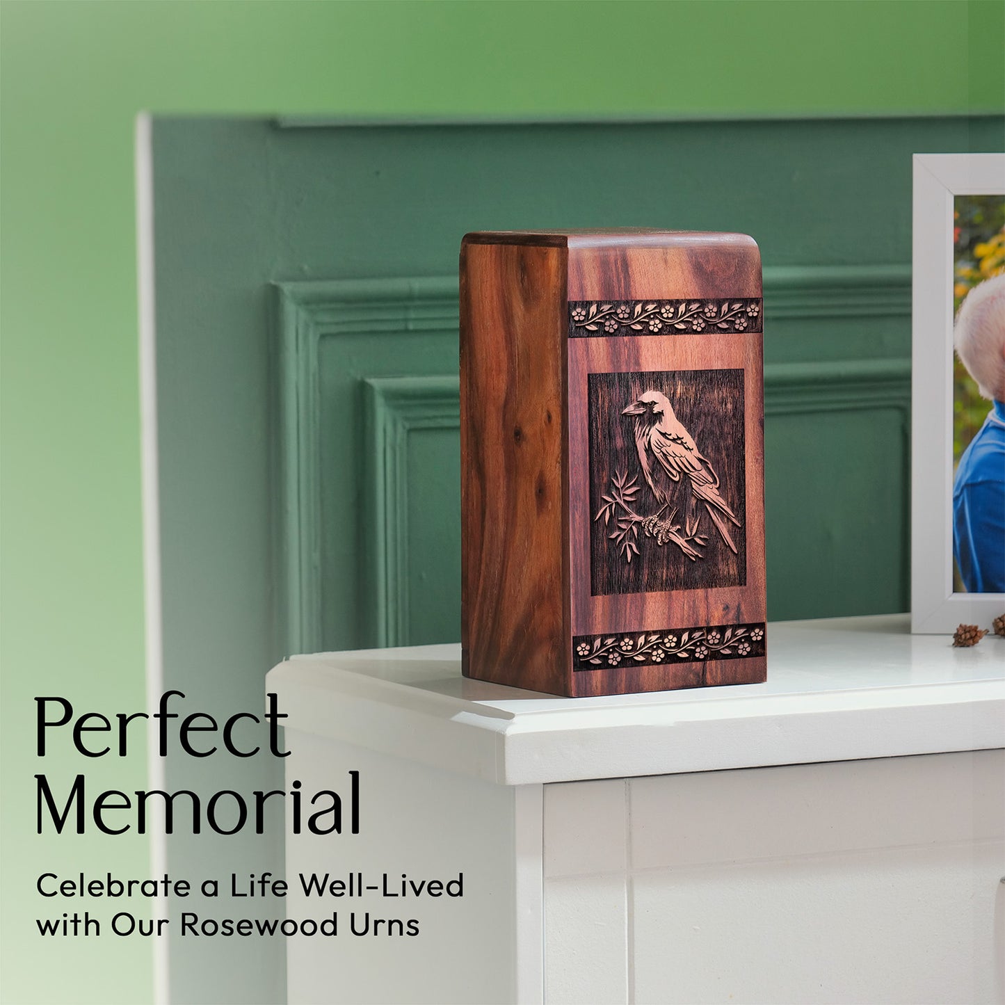 crow Urn Size 11.25 Inch 11.25”(H) x 6.25”(W) x 6.25”(L)