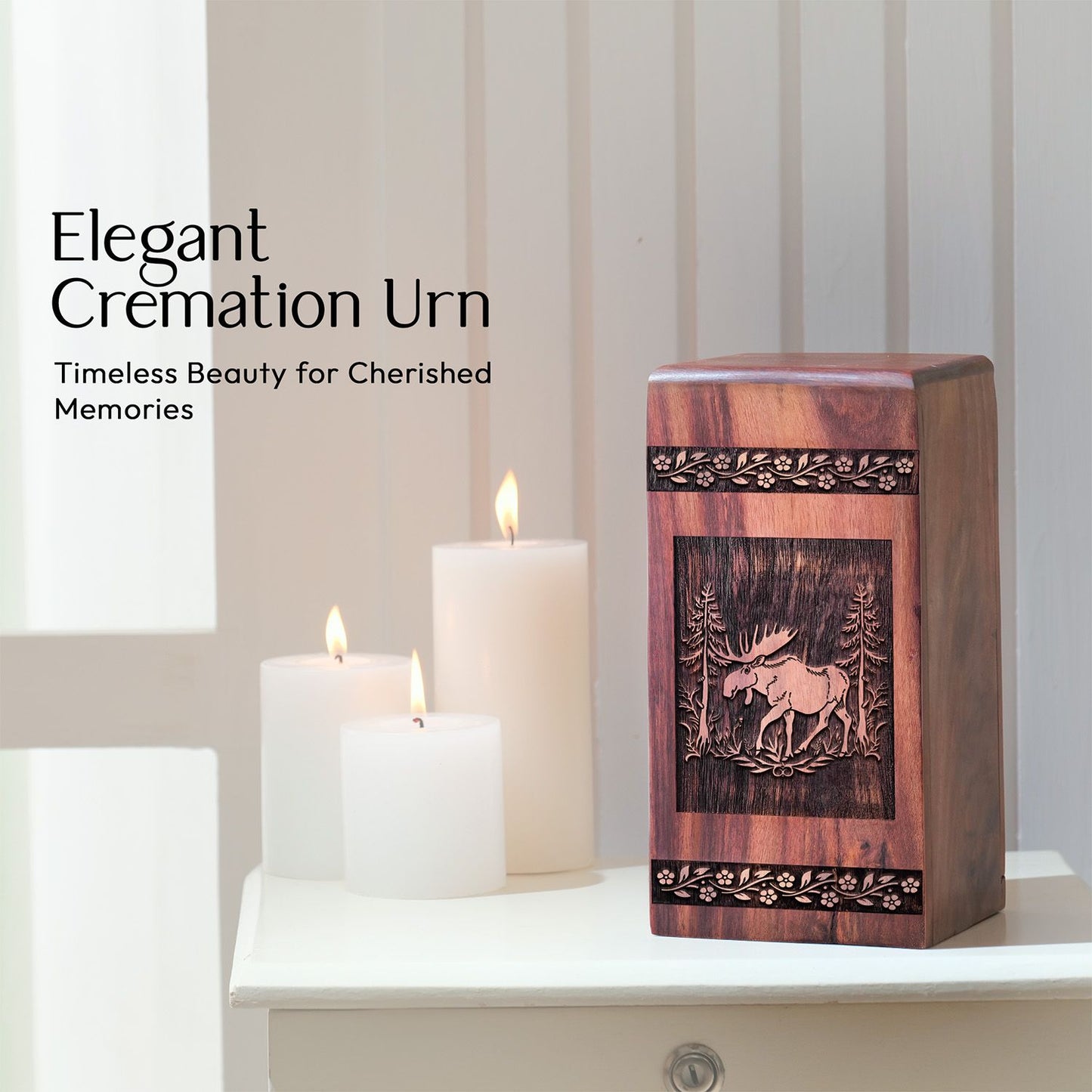 Unique Wooden Moose Walking Urn for Cremation Ashes