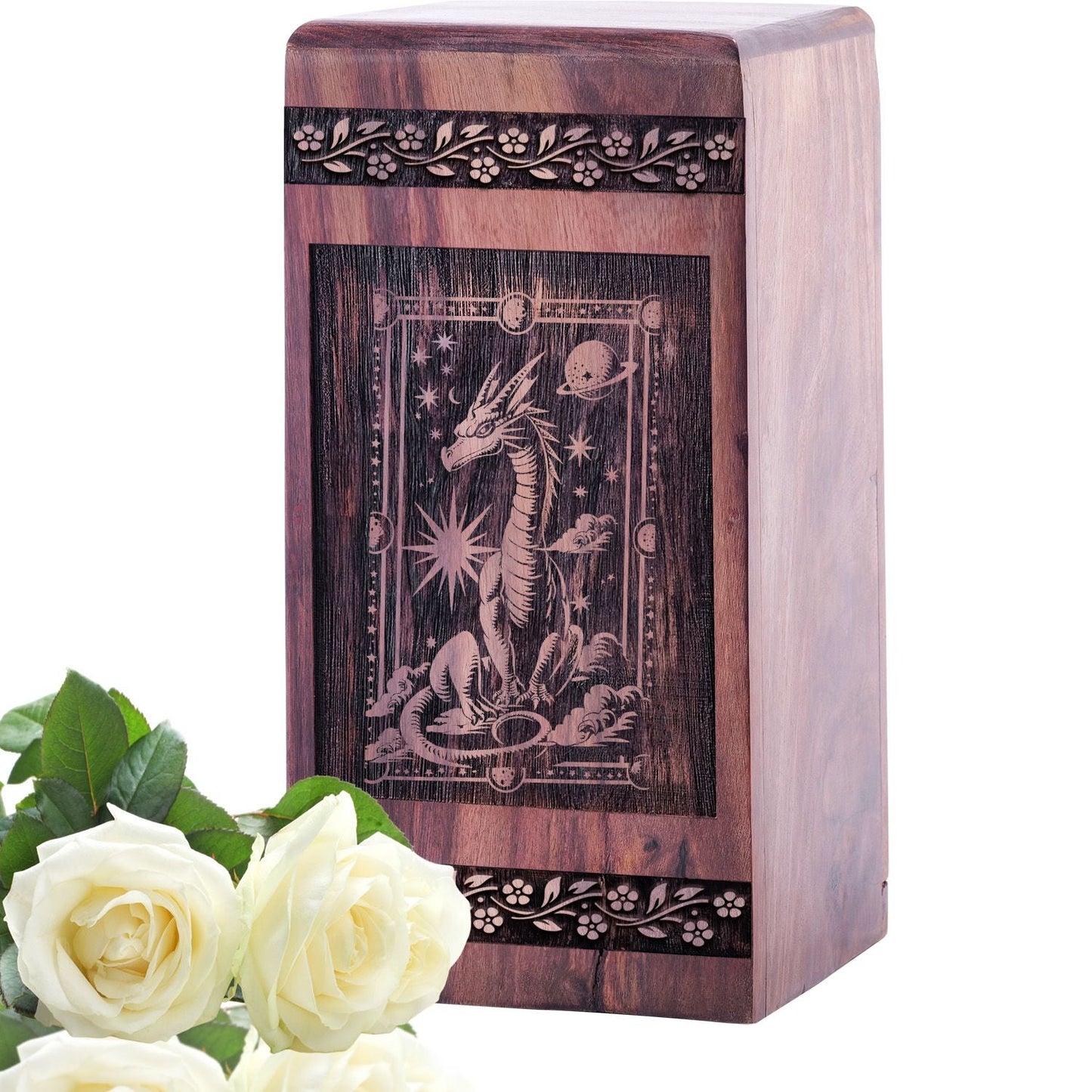 Beautiful Wooden Dragon Keepsake Urn for Memorial Ashes