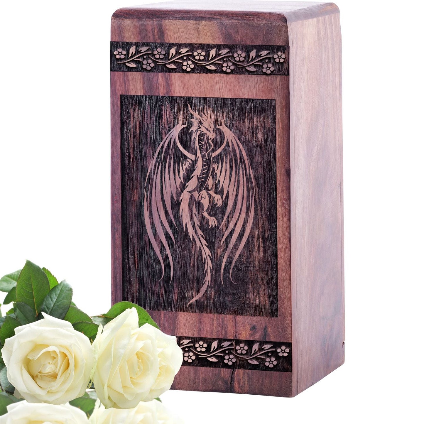 Handmade Wooden Dragon Urn for Memorial Keepsake Ashes