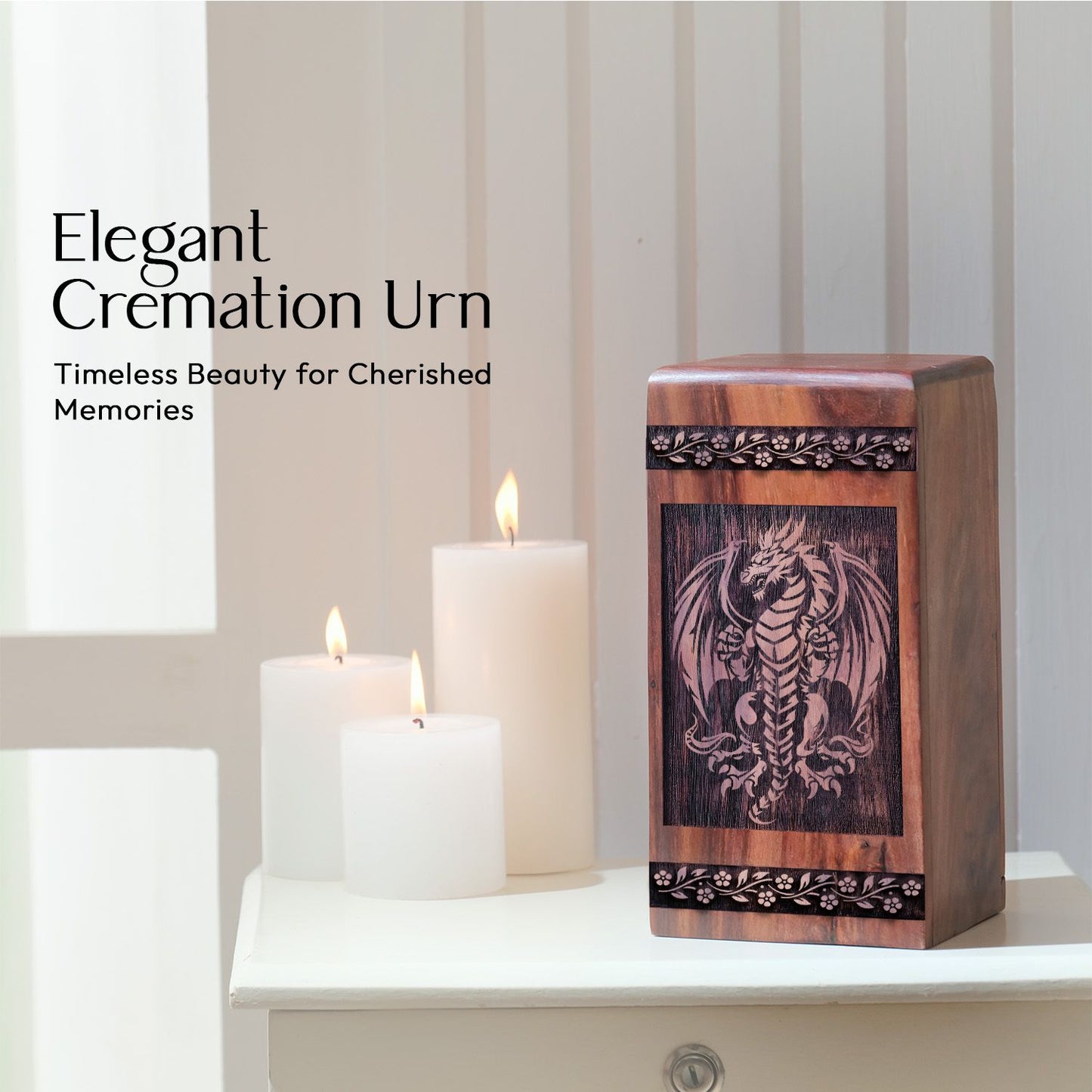 Small Wooden Dragon Keepsake Urn for Cremation Ashes Memorial