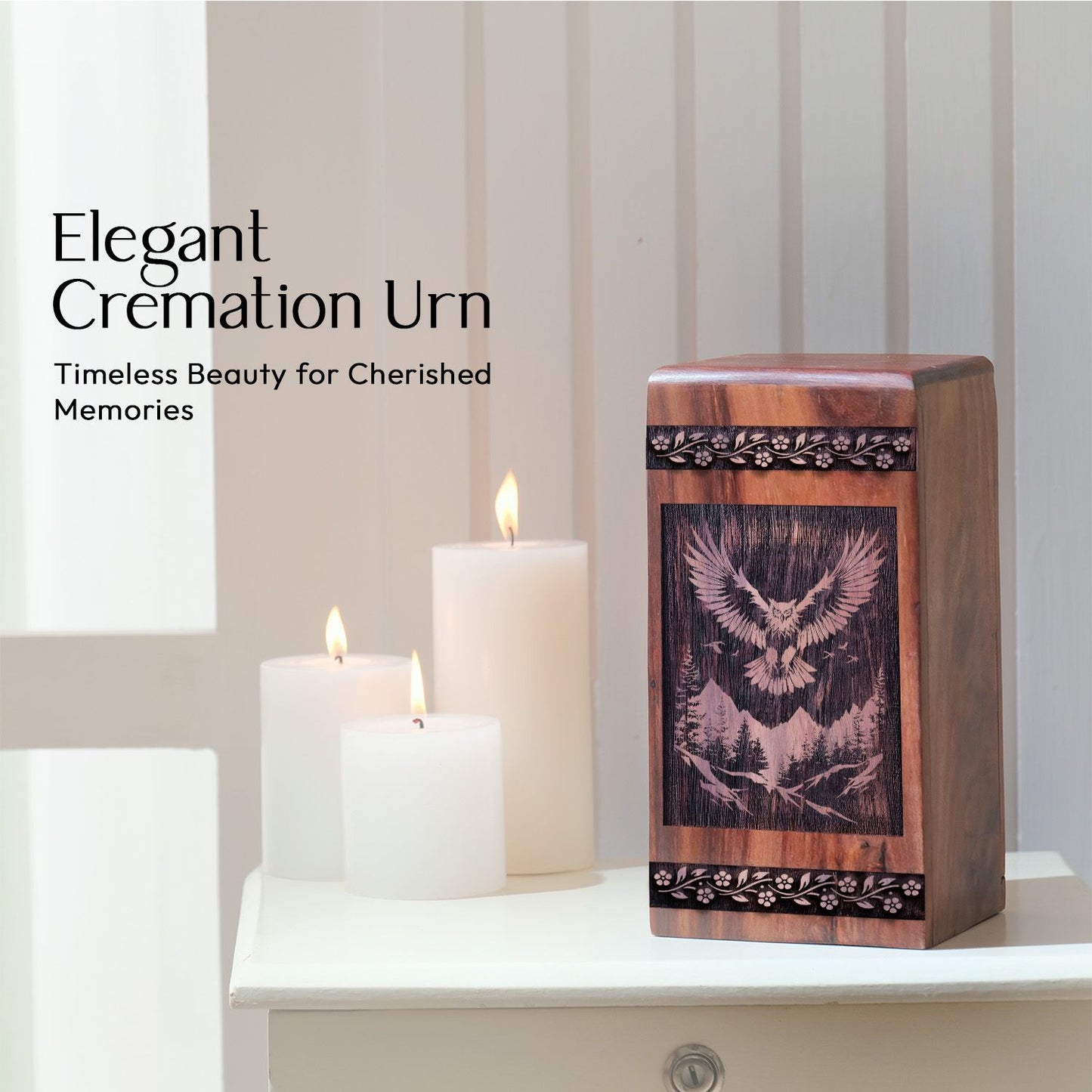 Unique Wooden Owl Urn for Cremation Ashes Memorial
