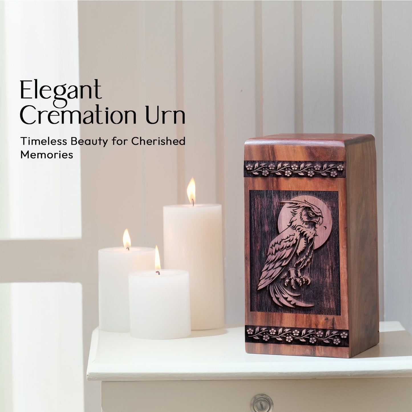 Small Wooden Owl Keepsake Urn for Memorial Ashes Cremation