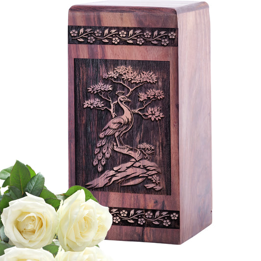 peacock Urn Size 5 Inch 5”(H) x 3”(W) x 3”(L)