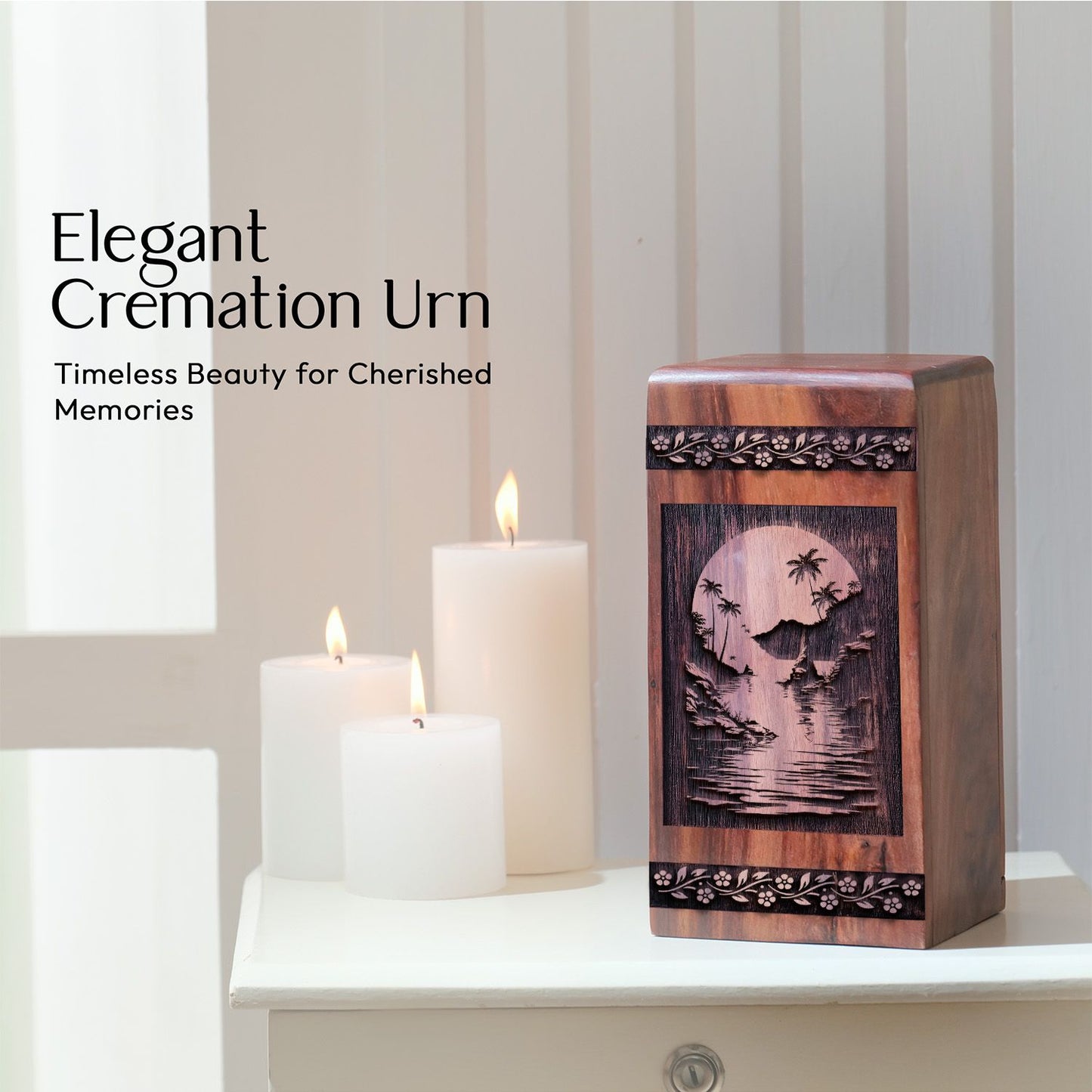 Handmade Wood Cremation Urn for Human Ashes Memorial