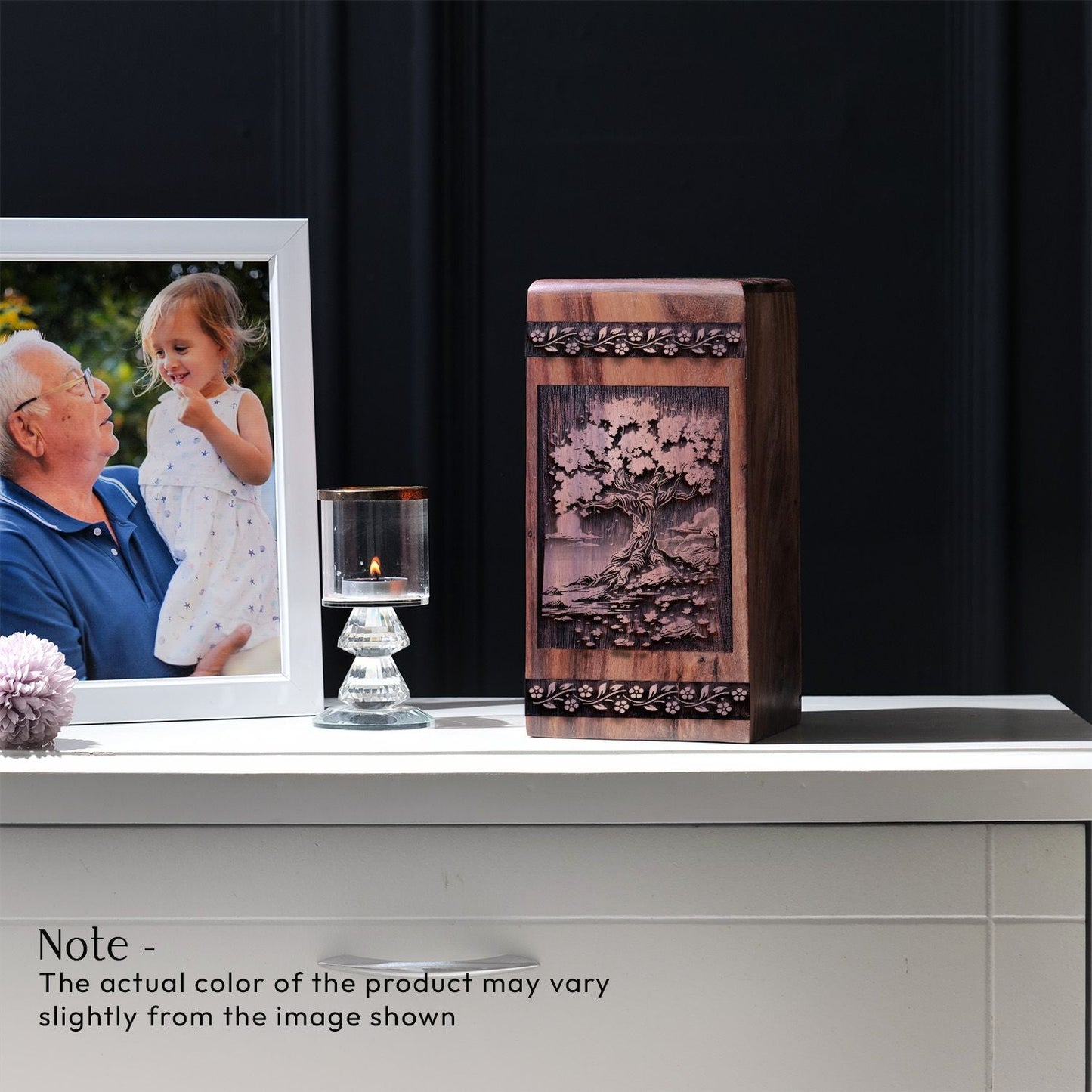 Beautiful Handmade Wooden Urn with Maple Tree for Burial Ashes