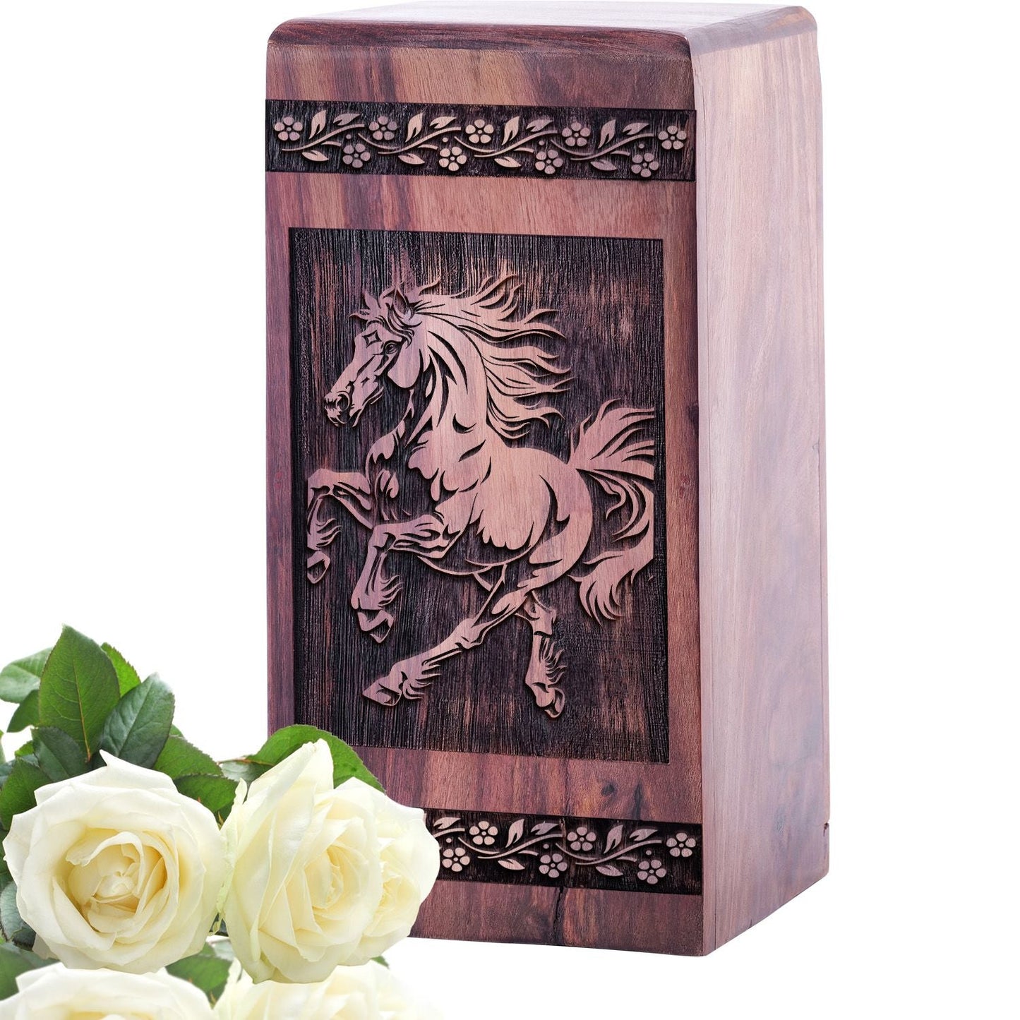 Small Wooden Horse Keepsake Urn for Human Ashes