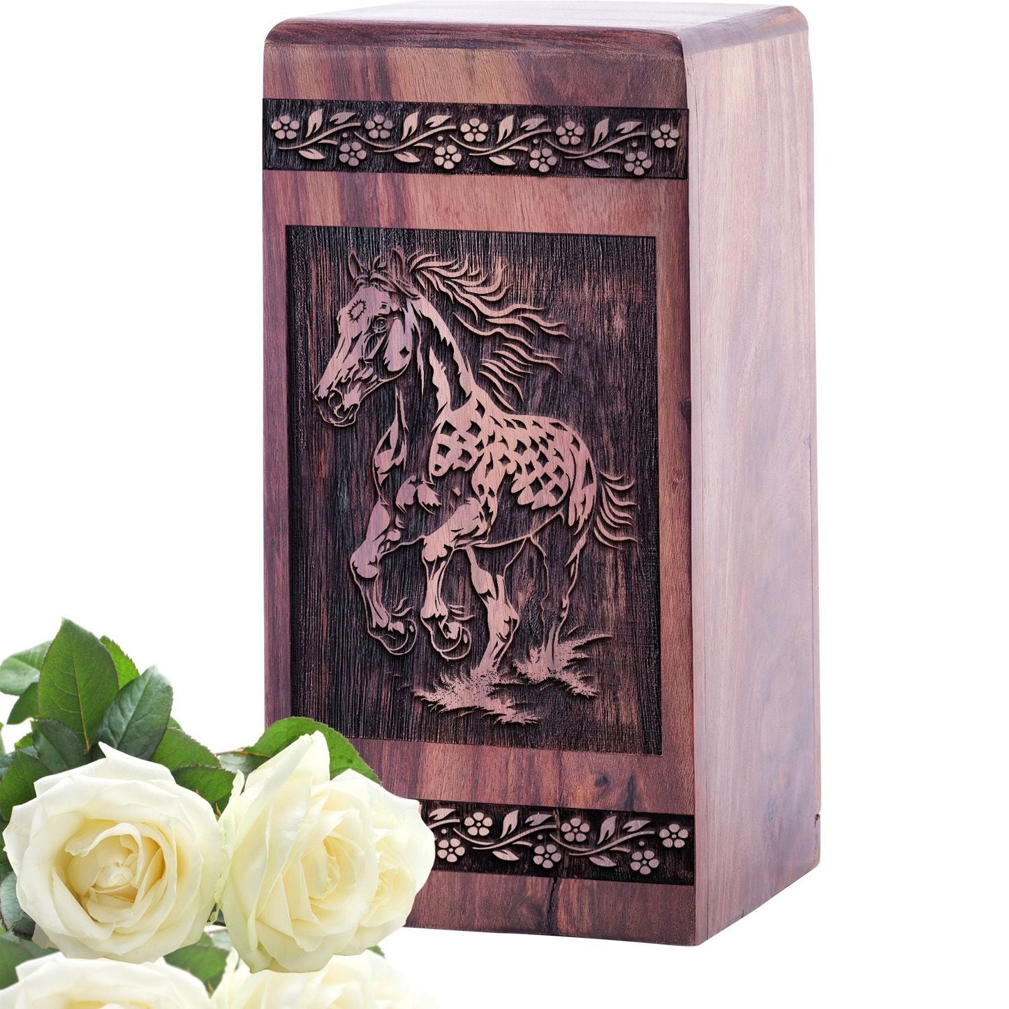 Decorative Wooden Horse Urn for Human Cremation Ashes