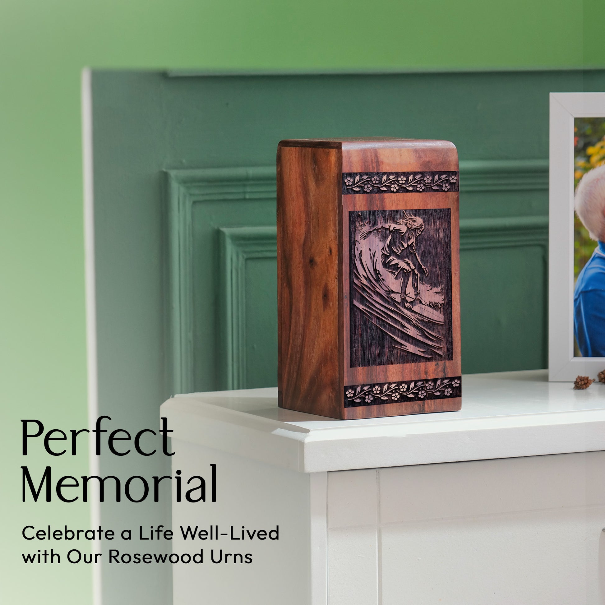 Surfing Waves Urn Size 11.25 Inch 11.25”(H) x 6.25”(W) x 6.25”(L)