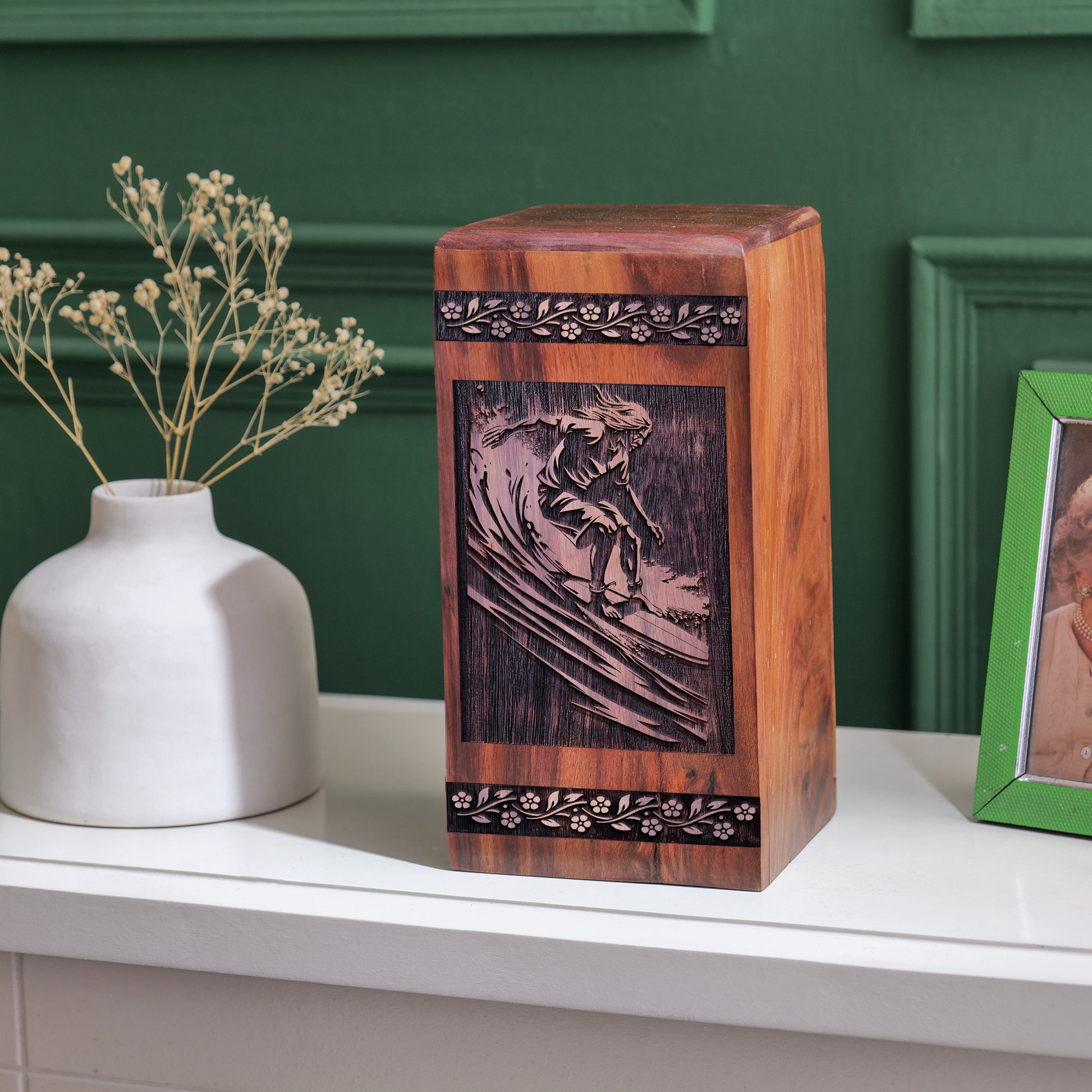 Surfing Waves Urn Size 14 Inch 14”(H) x 7.5”(W) x 7.5”(L)