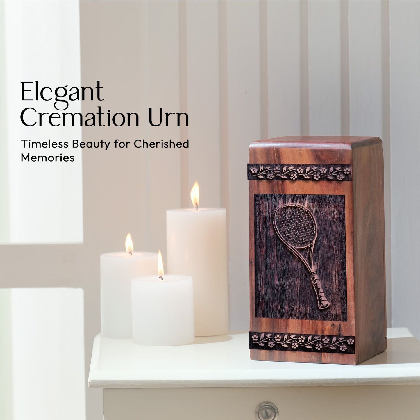 Handmade Wooden Tennis Racket Urn for Human Burial Ashes