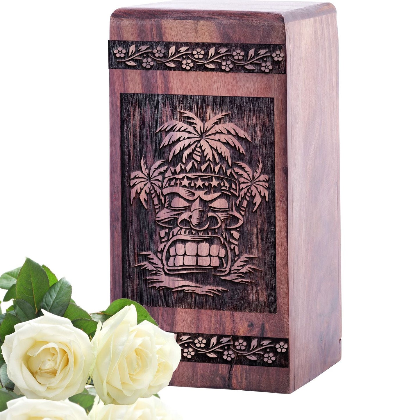 Unique Wooden Cremation Urn with Tranquil Lake Wood Box