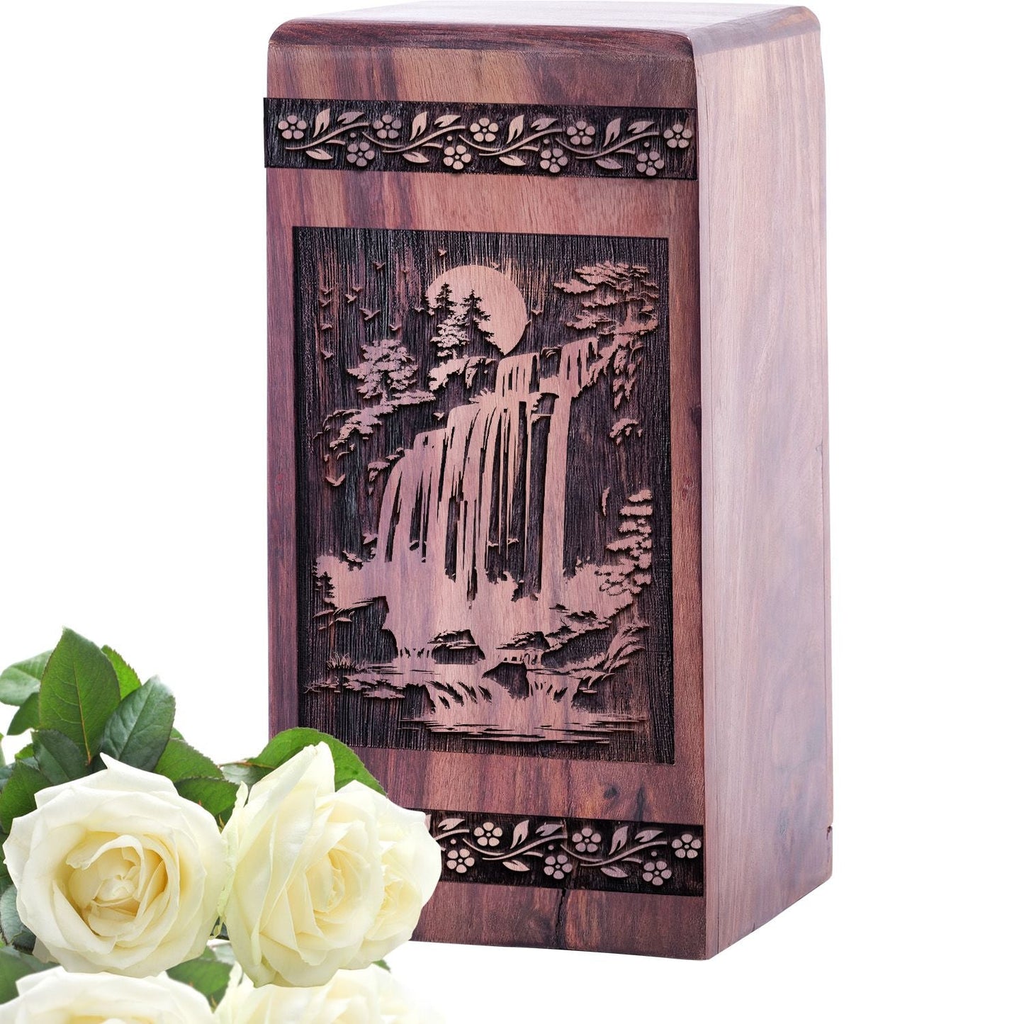 Unique Wooden Waterfall Cremation Urn for Human Ashes