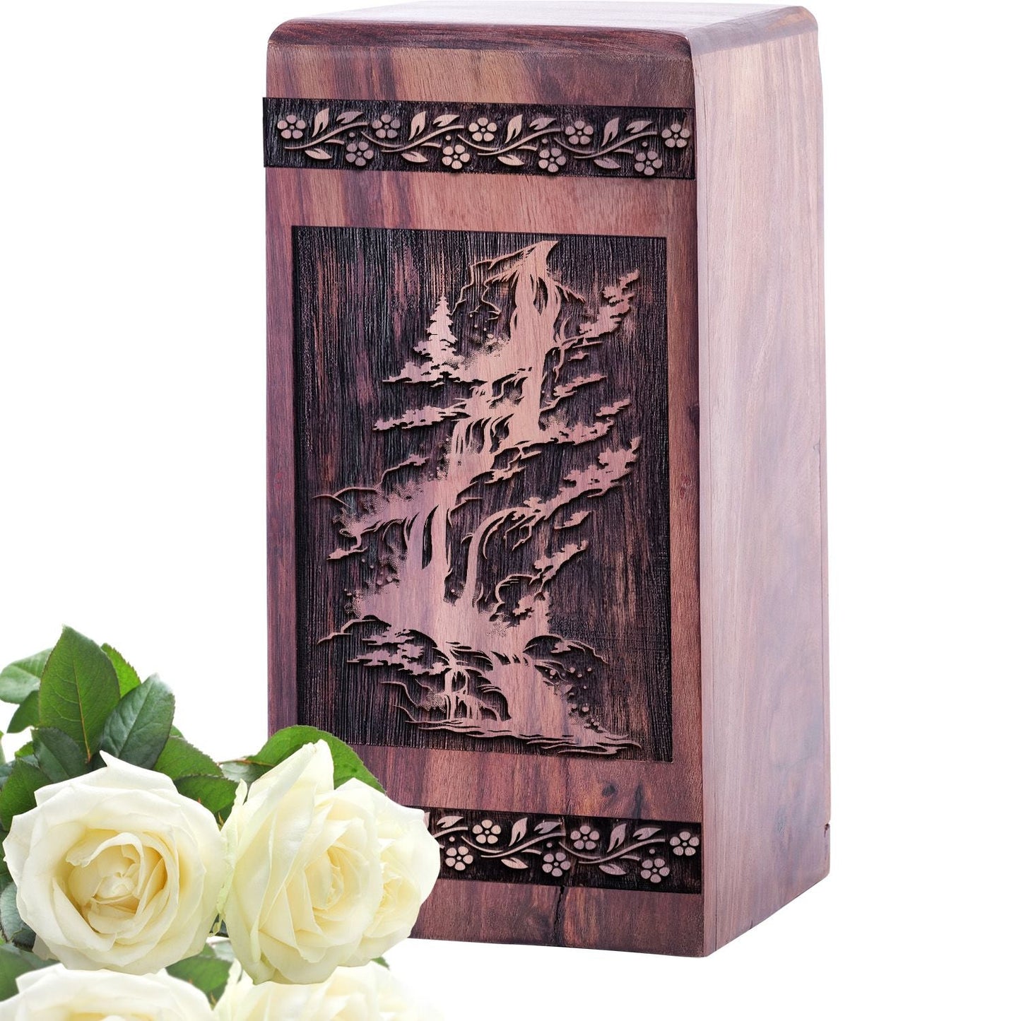 Beautiful Handmade Waterfall Wood Urn for Human Ashes