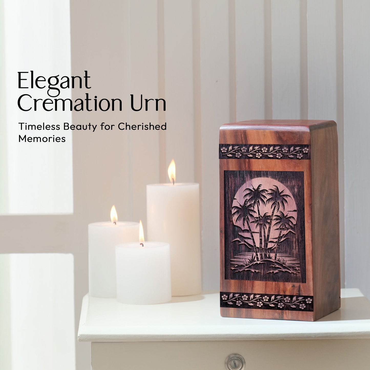 Keepsake Wooden Bamboo Urn for Memorial Cremation Ashes