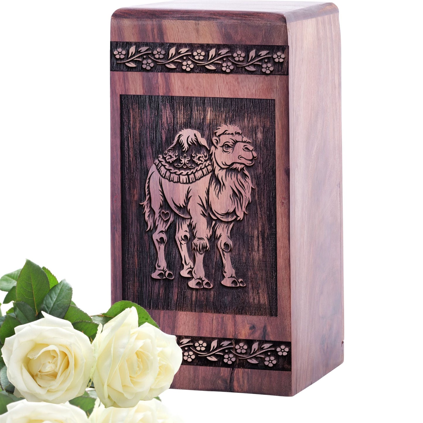 Decorative Wooden Camel in Desert Urn for Human Burial Ashes