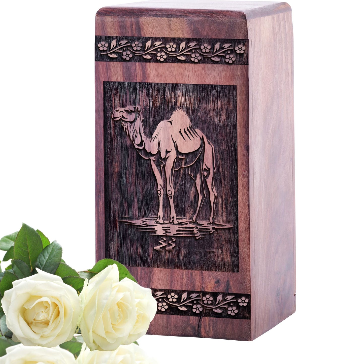 Mini Handcrafted Wooden Camel in Desert Urn for Memorial Ashes