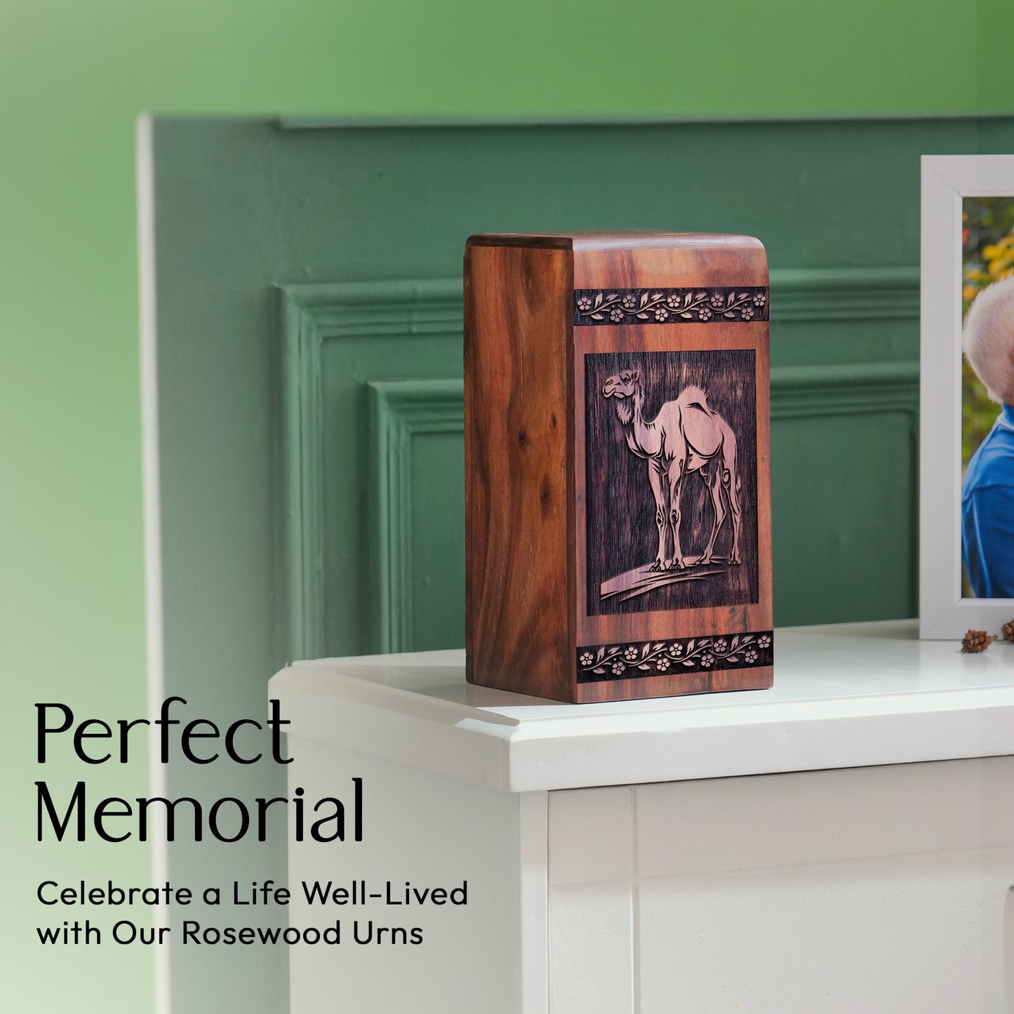 Camel in Desert Urn Size 11.25 Inch 11.25”(H) x 6.25”(W) x 6.25”(L)