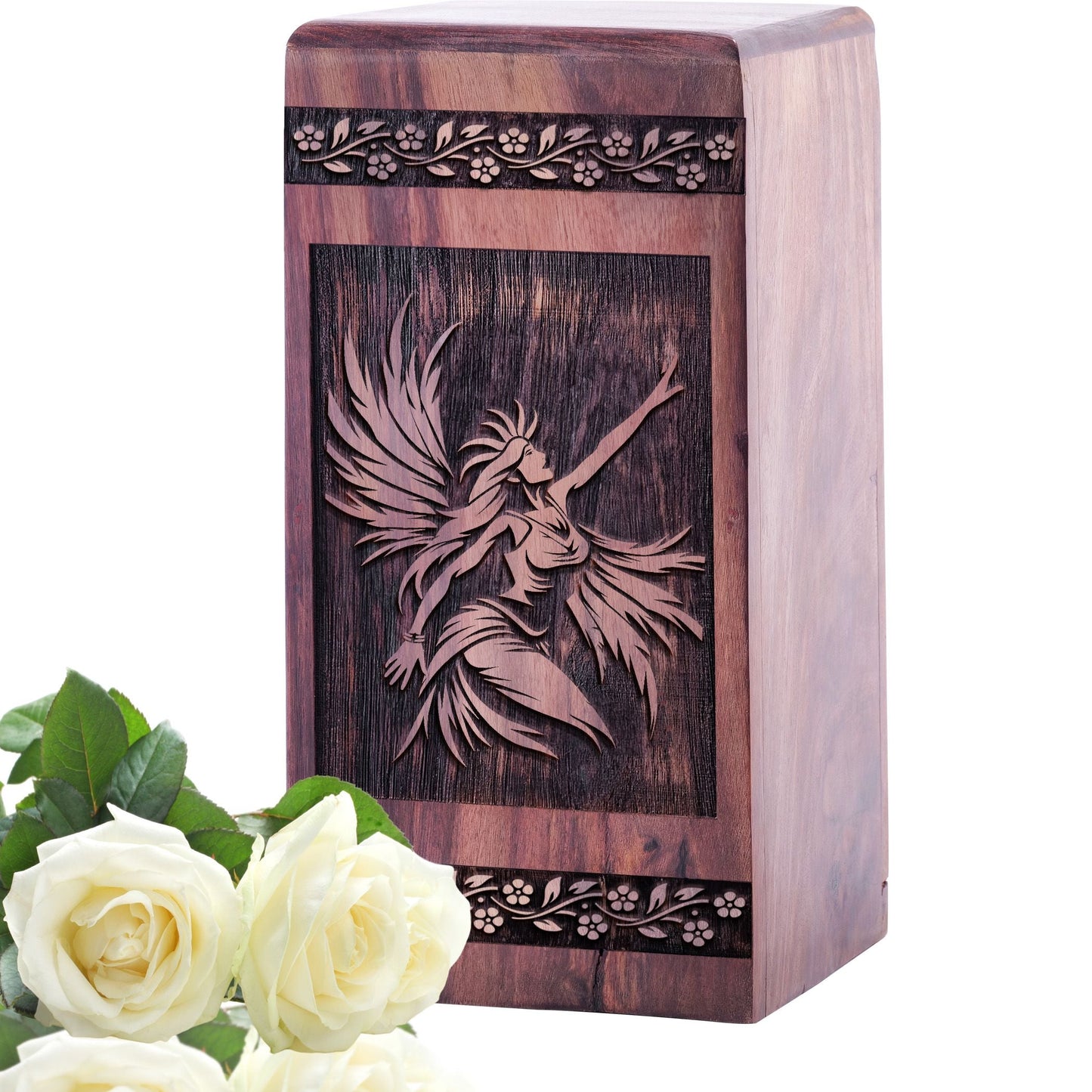 Handcrafted Wooden Cremation Urn with Flamenco Dancer