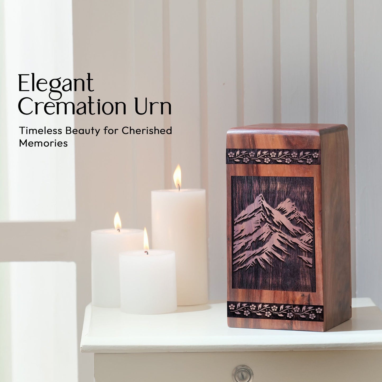 Large Keepsake Wooden Glacier Urn for Cremation Ashes