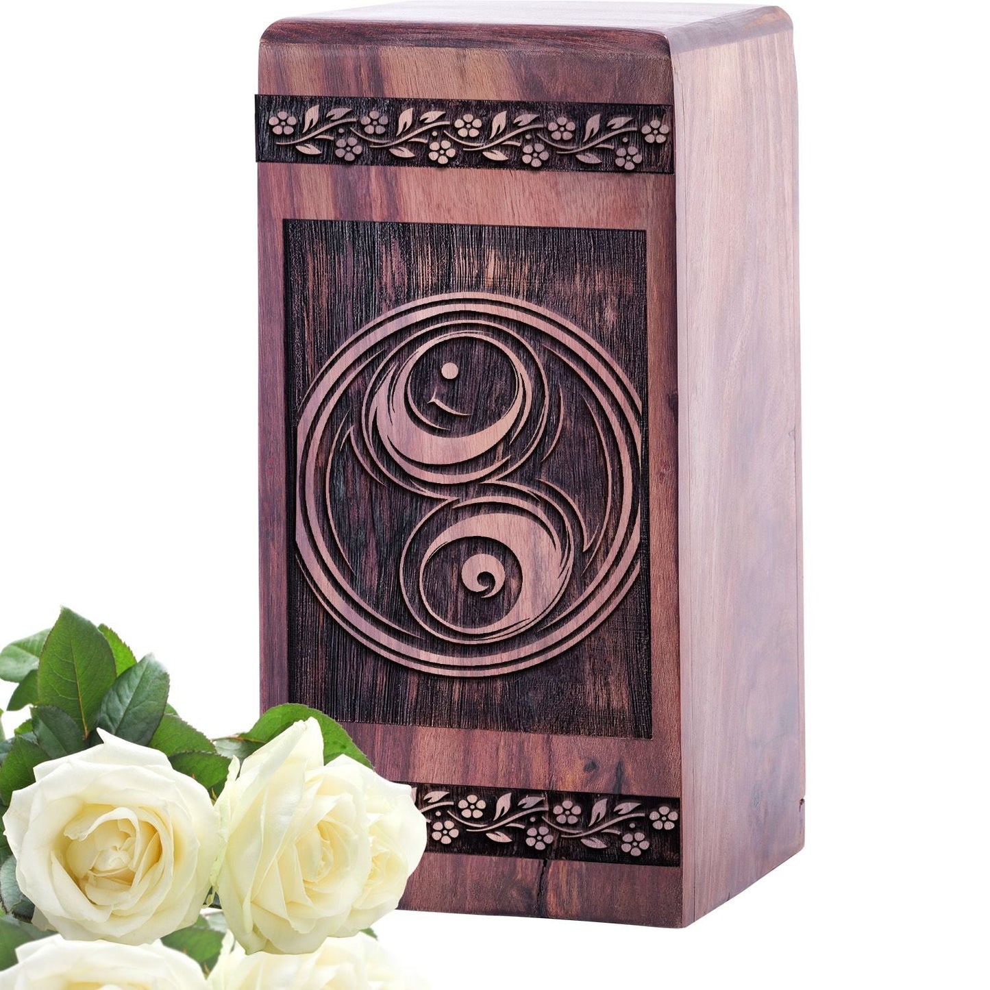 Unique Wooden Yin and Yang Cremation Urn for Human Ashes