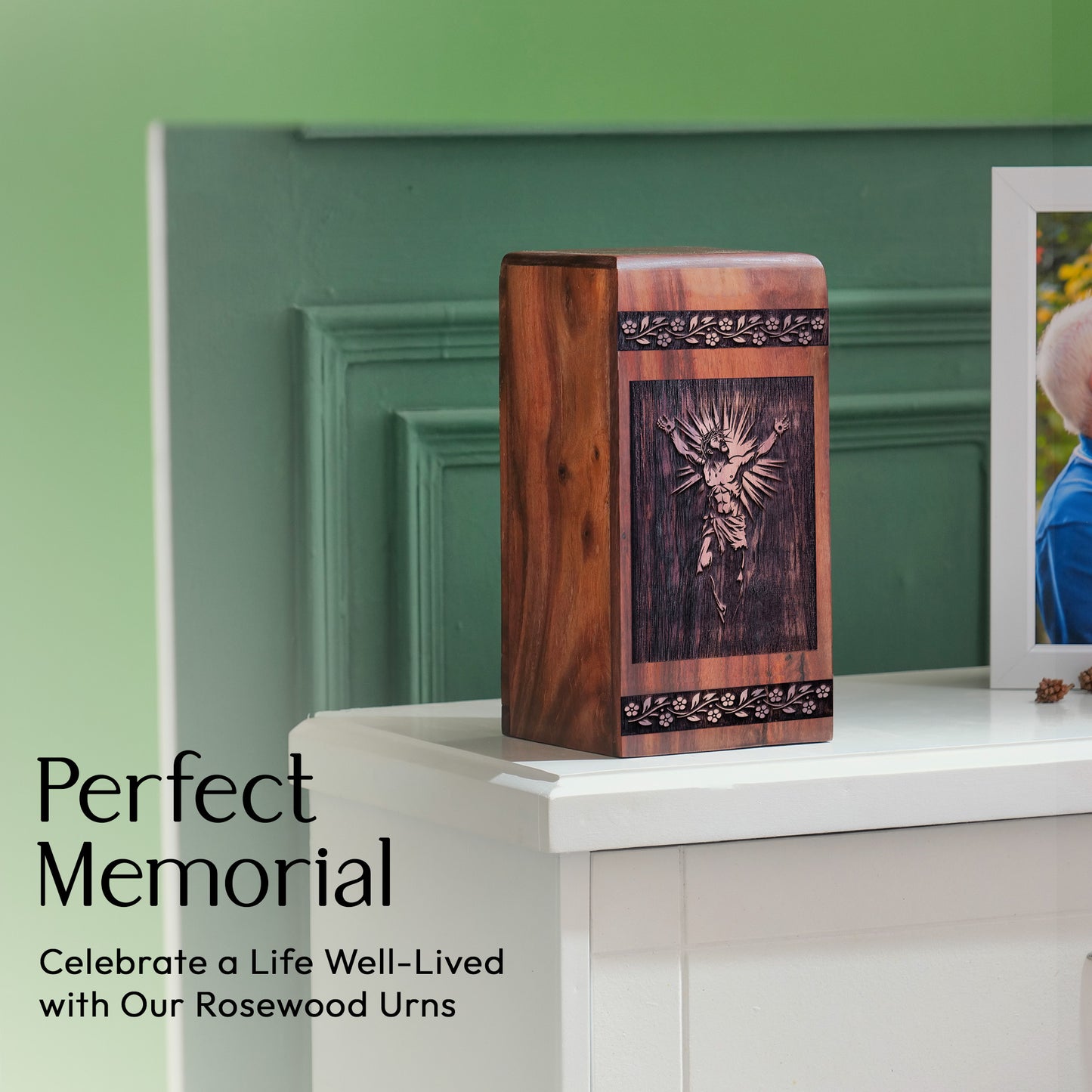Crucifixion of jesus Urn Size 11.25 Inch 11.25”(H) x 6.25”(W) x 6.25”(L)
