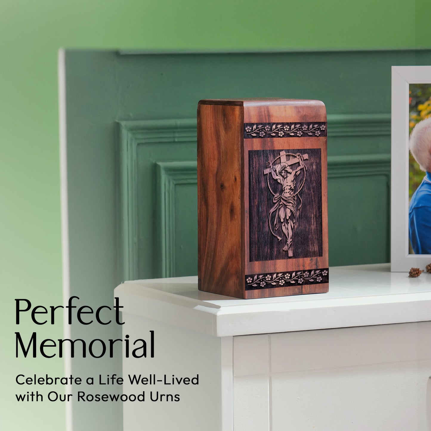 Crucifixion of jesus Urn Size 11.25 Inch 11.25”(H) x 6.25”(W) x 6.25”(L)