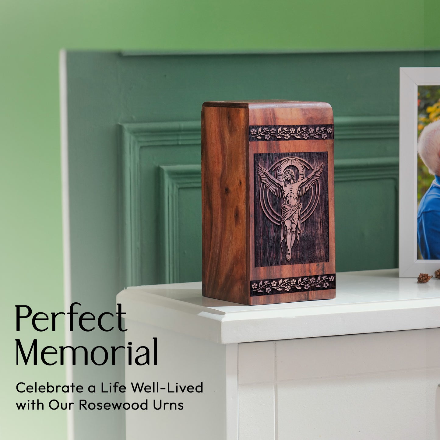 Crucifixion of jesus Urn Size 11.25 Inch 11.25”(H) x 6.25”(W) x 6.25”(L)