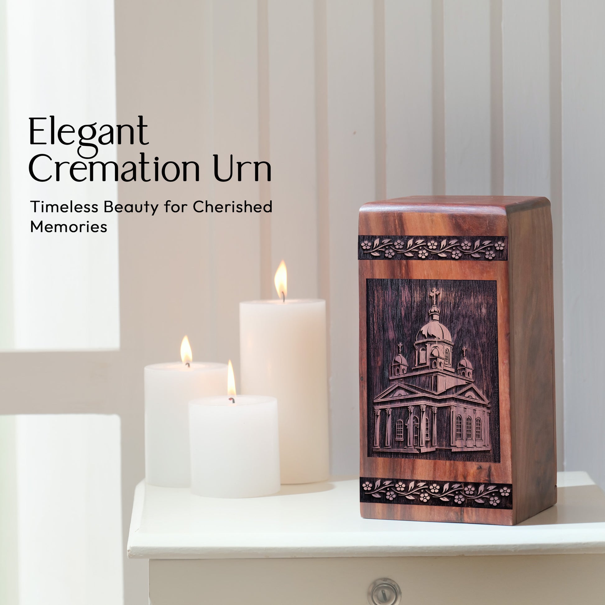 church Urn Size 10 Inch 10”(H) x 5.5”(W) x 5.5”(L)