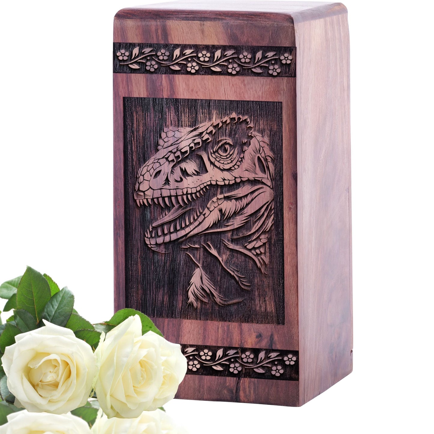 Small Keepsake Wooden Jurassic Urn for Cremation Ashes