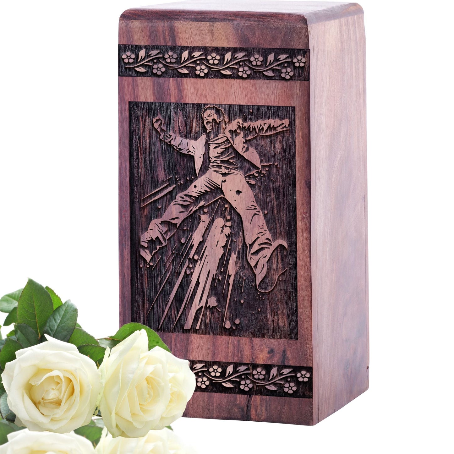 Decorative Wooden King of Pop Urn for Human Burial Ashes