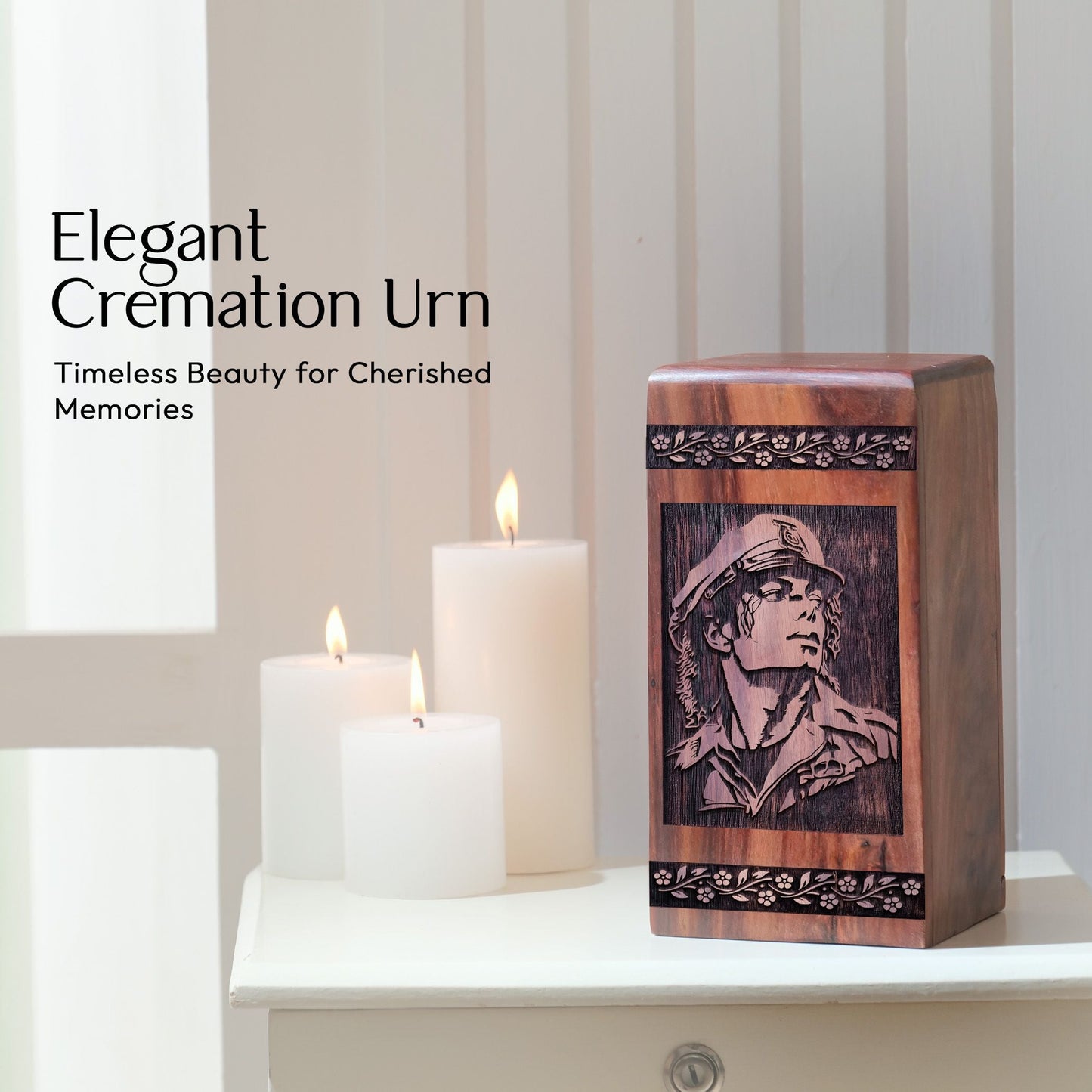 Small Keepsake Wooden King of Pop Urn for Cremation Ashes