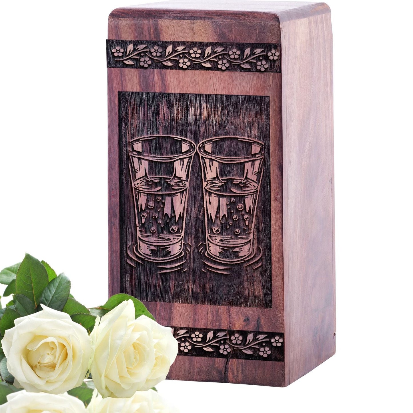 Medium Vodka Wooden Urn for Cremation and Burial Ashes