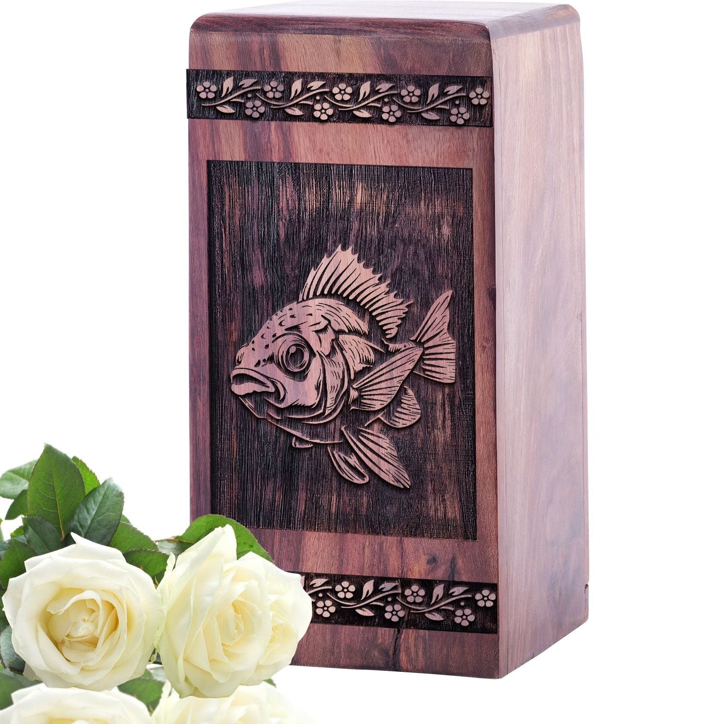 Decorative Wooden Aquaria Urn for Human Burial Ashes Box