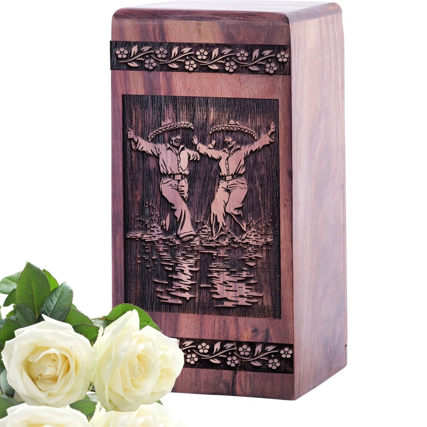 Small Keepsake Wooden Mexican Fiestas Urn for Cremation Ashes