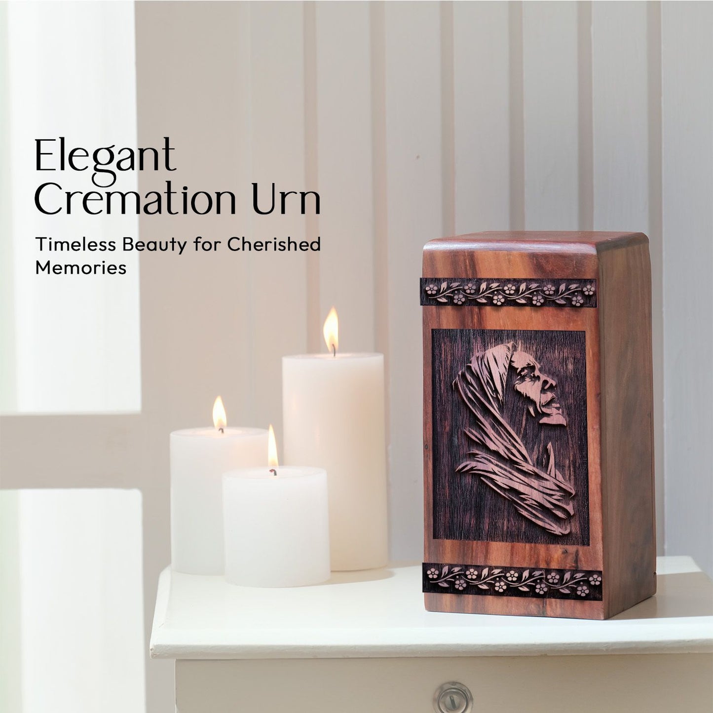 Medium President Wooden Urn for Human Cremation Ashes Keepsake