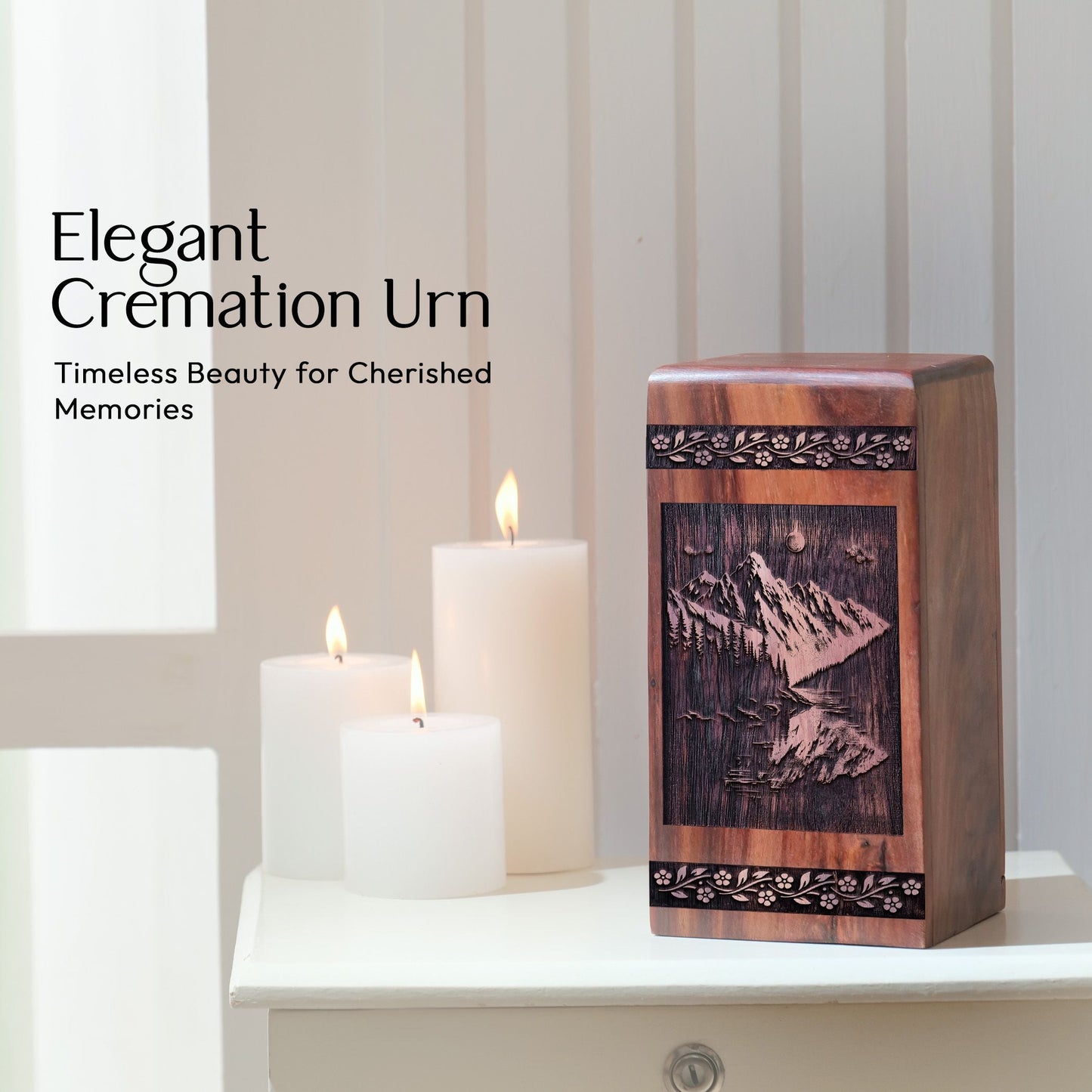 Small Wooden Squaw Valley Urn for Memorial Cremation Ashes