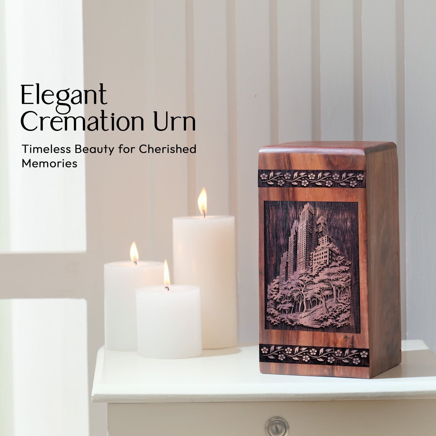 Handcrafted Central Park Wooden Cremation Urn