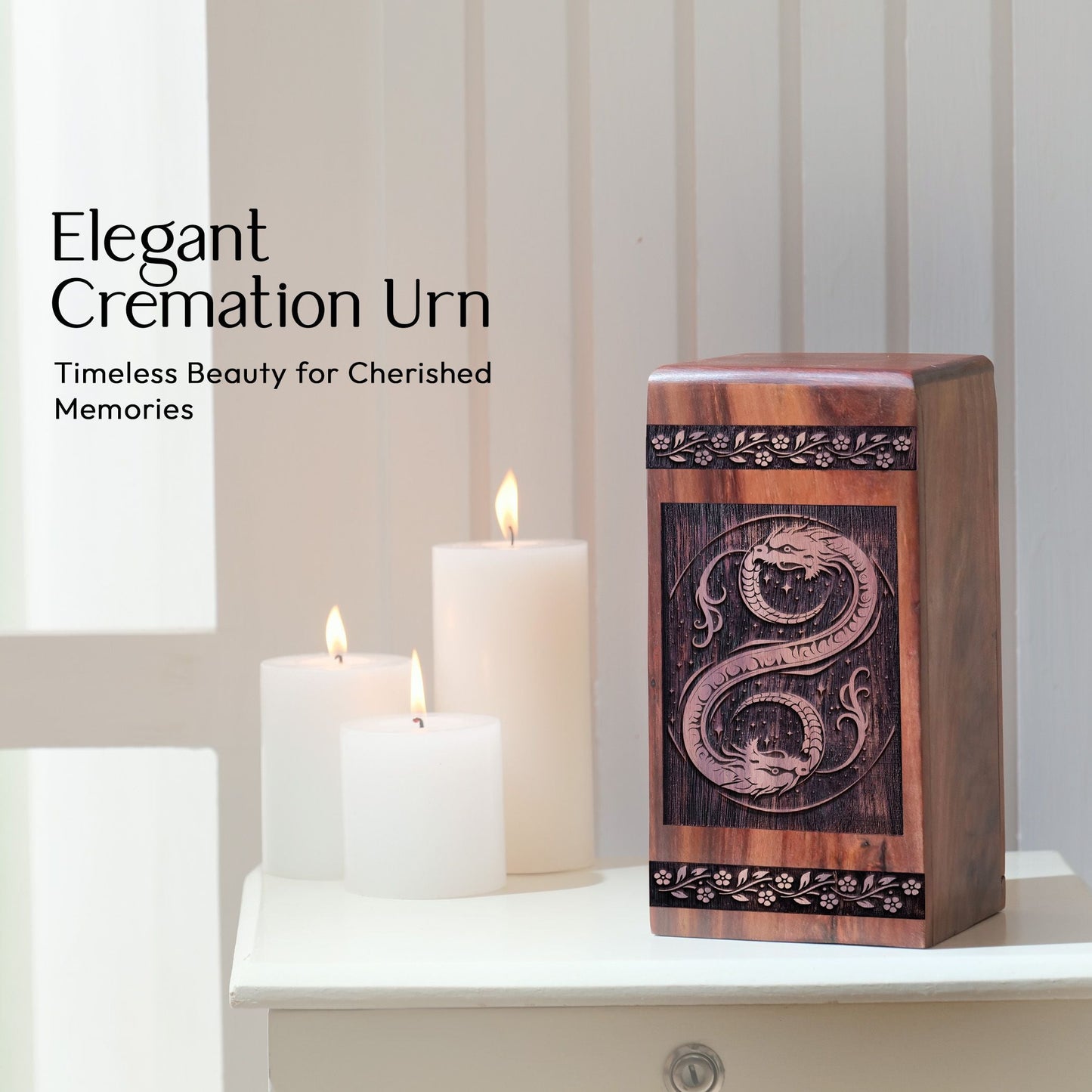 Unique Wooden Cremation Urn with Feng Shui Urn